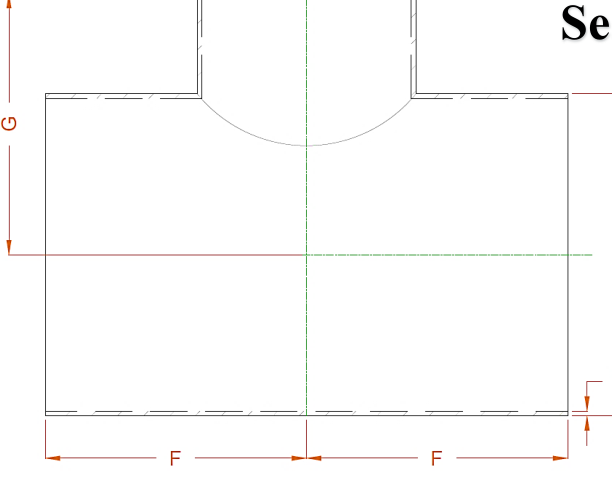 Seamless tee — dimensioned drawing